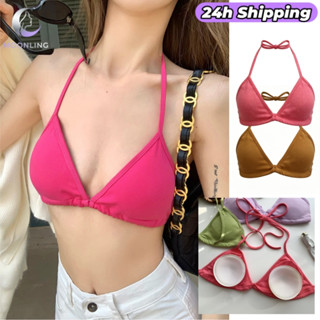 ❤️‍🔥Moonling พร้อมส่งจากไทย เสื้อบิกินี่ ผ้าไหมพรม มีฟองน้ำใ…