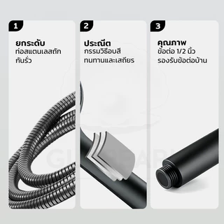 GLOPEARL หัวฝักบัวอาบน้ำแรงดันสูง ปรับแรงดน้ำได้หลายระดับ ผลิตจากวัสดุ ABS ทนทาน