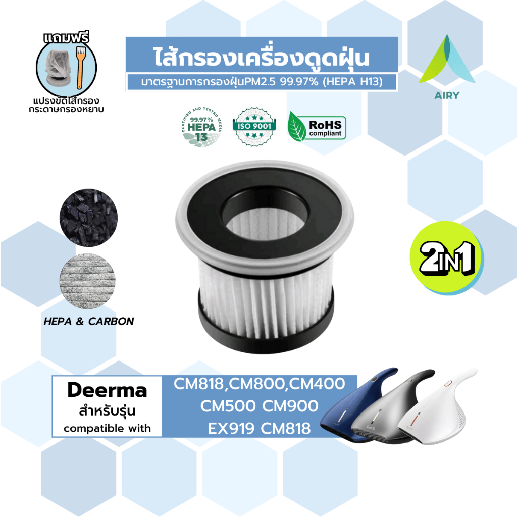ไส้กรอง Deerma DX700 DX700S DX810 เครื่องดูดฝุ่น เดียร์ม่า PM2.5 ฝุ่น เส้นผม HEPA H13 เกรดการแพทย์