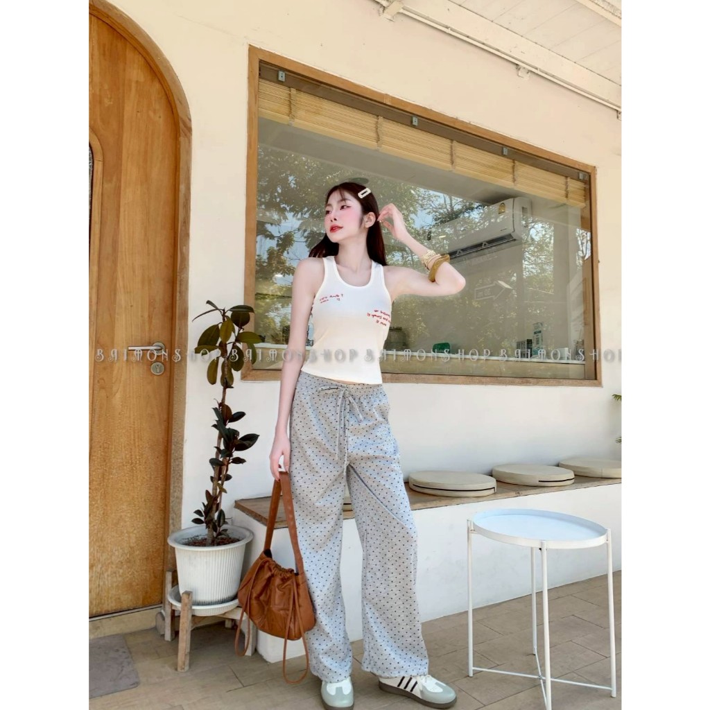 ambellaพร้อมส่ง เสื้อกล้ามงานปัก เสื้อกล้ามสีขาวปักตัวอักษรสีแดง - รูปที่ 3