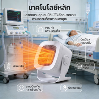 Heater 2000W PTC ร้อนเร็ว ฮีตเตอร์พัดลม ปรับมุมได้ ปลอดภัยแล…