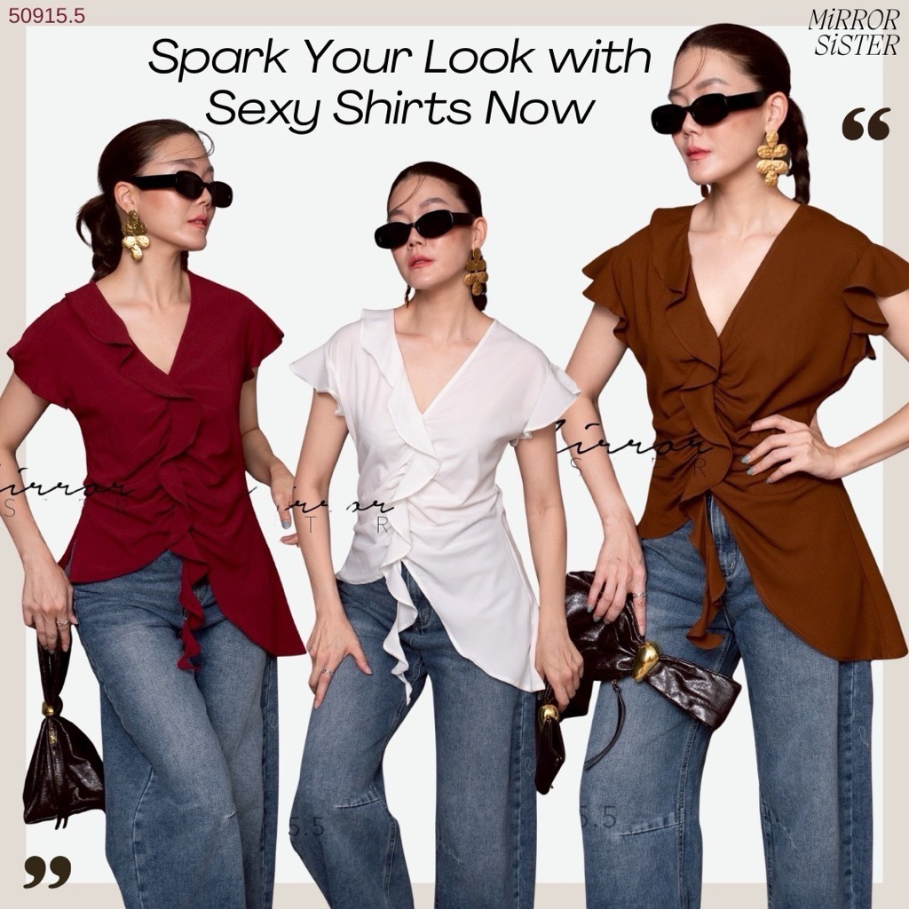 MirrorsisteR 50915.5 • เสื้อทรงสวยเฟียส คอวีแต่งระบาย