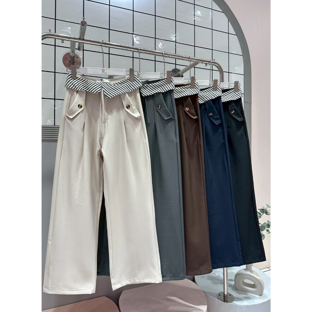 Pradap_brand:กางเกงสแลคแต่งขอบเอว