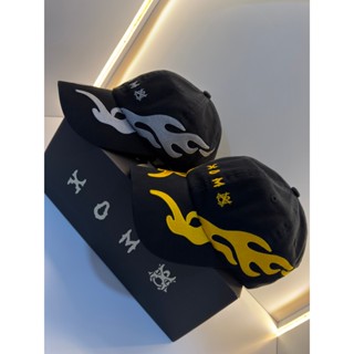 XOM05 หมวกแก็ปปักxom ลายไฟขอบข้าง ปรับสายหลังได้