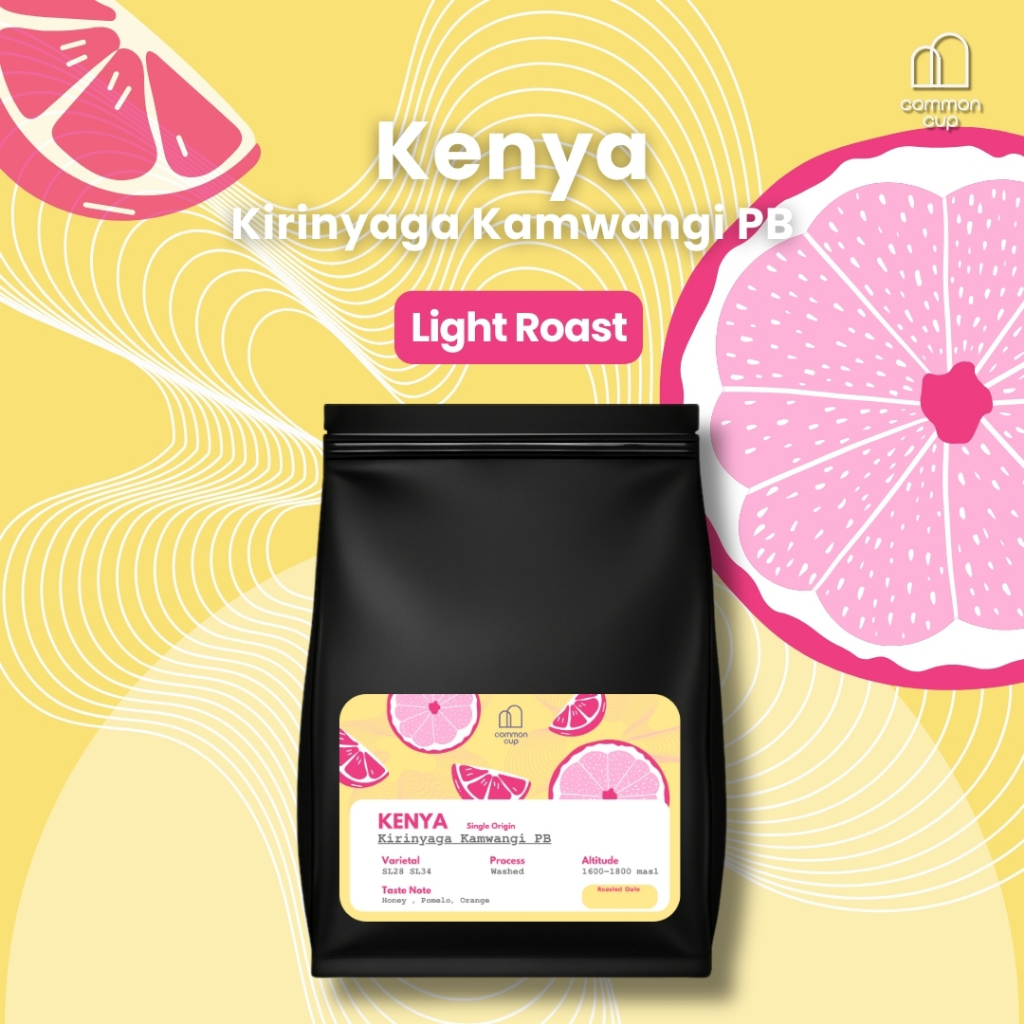 เมล็ดกาแฟ คั่วอ่อน Kenya Kirinyaga Kamwangi PB (Washed) เปรี้ยวโทนซิตรัส ส้ม คลีน ดื่มง่าย 200 g