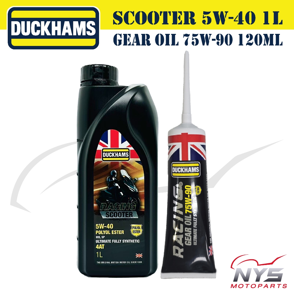 ชุดถ่ายน้ำมันเครื่อง+เฟืองท้ายDuckhams Scooter 5W-40/5W-50ขนาด0.8L/1LและGEAR OIL 75W-90 0.12L สำหรับ