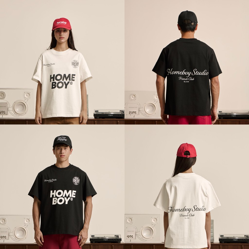 HOMEBOY เสื้อOVERSIZE   HB.FRIENDS.HONEST  คอตตอน100% ใส่ได้ทุกวัน