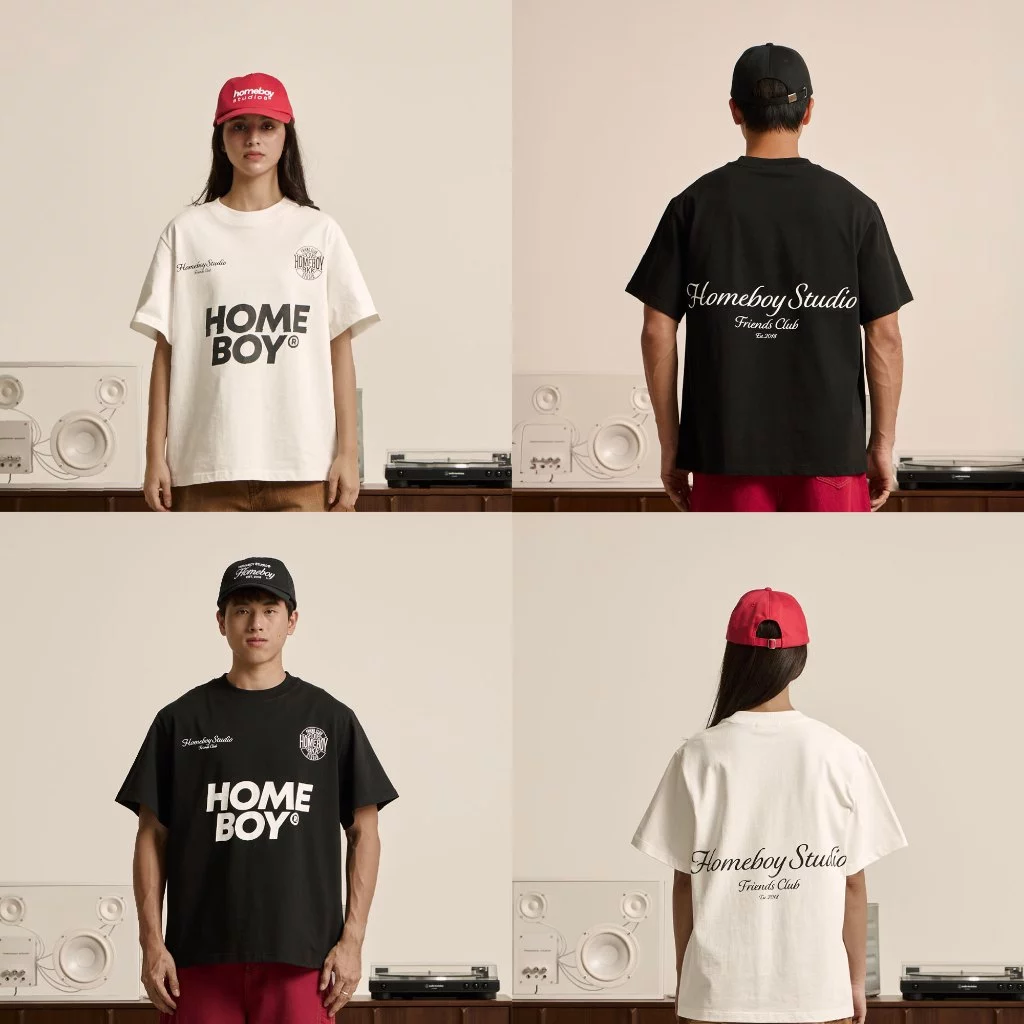 HOMEBOY เสื้อOVERSIZE HB.FRIENDS.HONEST คอตตอน100% ใส่ได้ทุกวัน