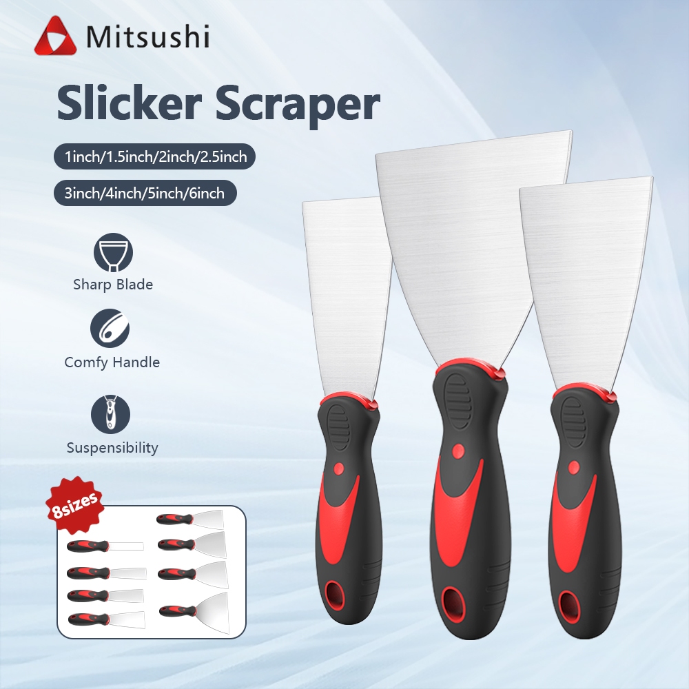 Mitsushi เกรียงขูดสี / มีดขูดโป๊ว สแตนเลส เหมาะสำหรับขูดสีแห้ง คราบสี โป๊วผนัง กาว และคราบฝังแน่นต่าง ๆ