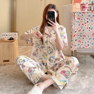 🔥พร้อมส่ง🔥 ชุดนอน ผ้าไหมอิตาลี่ เเขนสั้น-ขายาว ฟรีไซส์ SL-2