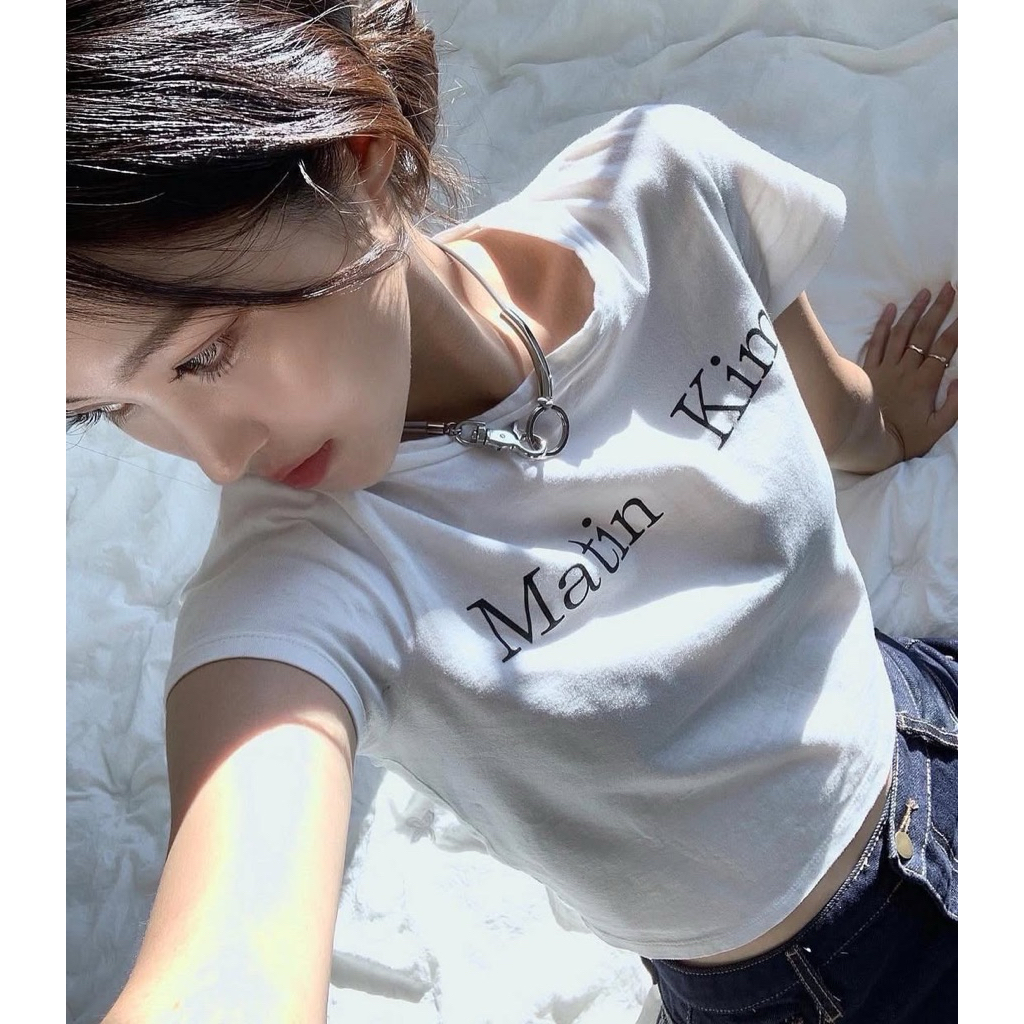 [พร้อมส่ง] Matin Kim Logo Crop Top