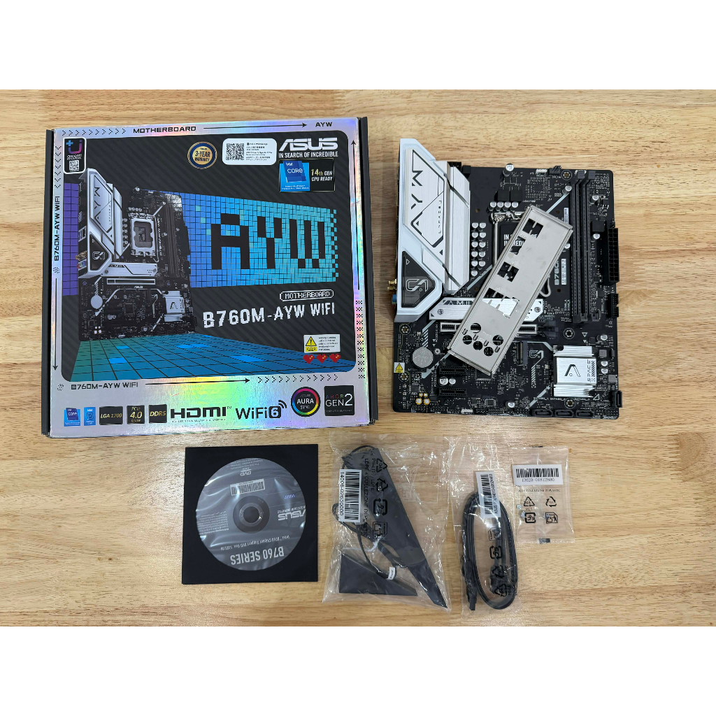MAINBOARD (เมนบอร์ด) ASUS B760M-AYW WIFI (INTEL SOCKET 1700 DDR5 MICRO-ATX) มือสอง ครบกล่อง ใช้งานปก