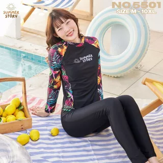💖ใส่ได้ถึง 100kg💖ชุดว่ายน้ําผู้หญิงสาวอวบ ชุดว่ายน้ําสาวอวบ กันUV เป็นยางยืด ใส่สบาย m-10XL รุ่น5501