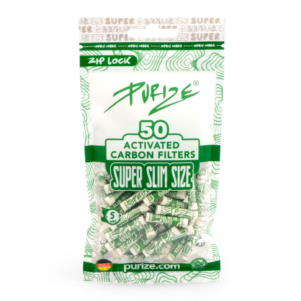 50 PURIZE® activated charcoal Filters | Super Slim Size 5 mm