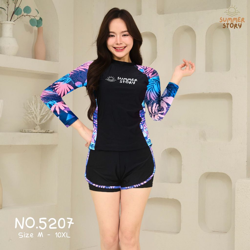 Summer Story 5207 ใส่ได้ถึง 100kg ชุดว่ายน้ําผู้หญิงสาวอวบ ชุดว่ายน้ําสาวอวบ กันUV เป็นยางยืด ใส่สบาย กางเกง2ชั้น ราคา ถูกที่สุด ดีลบีเคเค แกลเลอรีภาพที่ 7