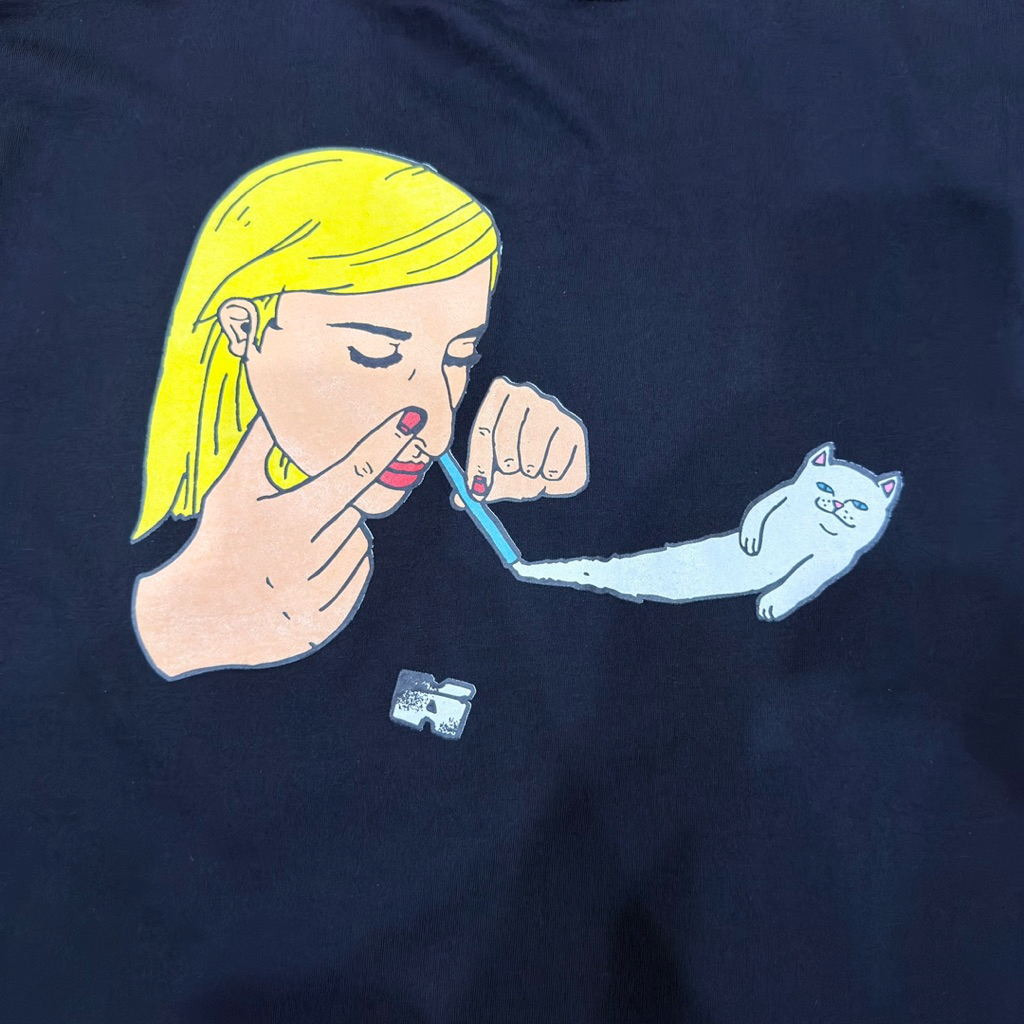 Street.32 เสื้อยืด แขนสั้น สกรีนลาย ถ่ายจากสินค้าจริง ผ้าคอตตอล Rip n dip แมว ราคา ถูกที่สุด ดีลบีเคเค แกลเลอรีภาพที่ 3