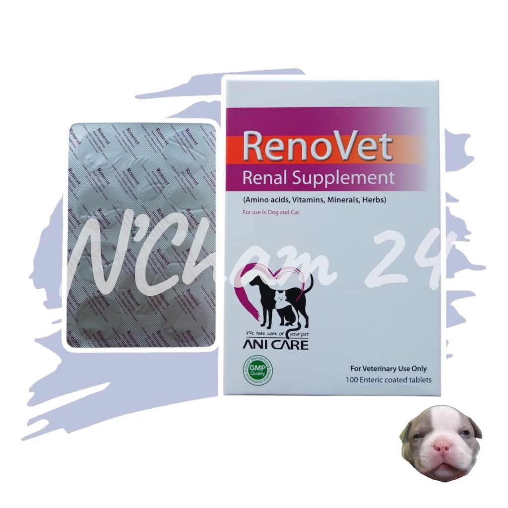 Renovet บรรจุ 100 เม็ด (exp.02/2027) อาหารเสริมบำรุงไตของน้องหมาและแมว