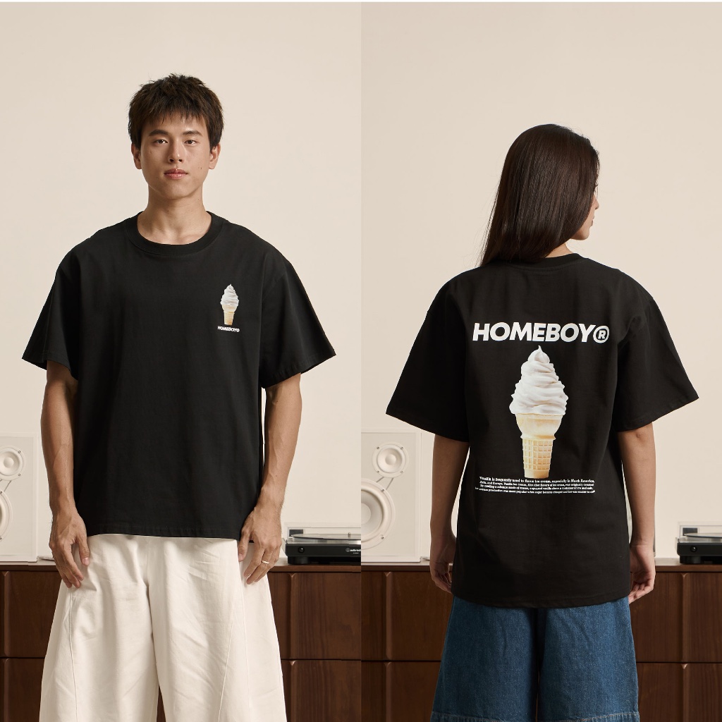 HOMEBOY เสื้อOVERSIZE    HB.ICECREAM  คอตตอน100% ใส่ได้ทุกวัน