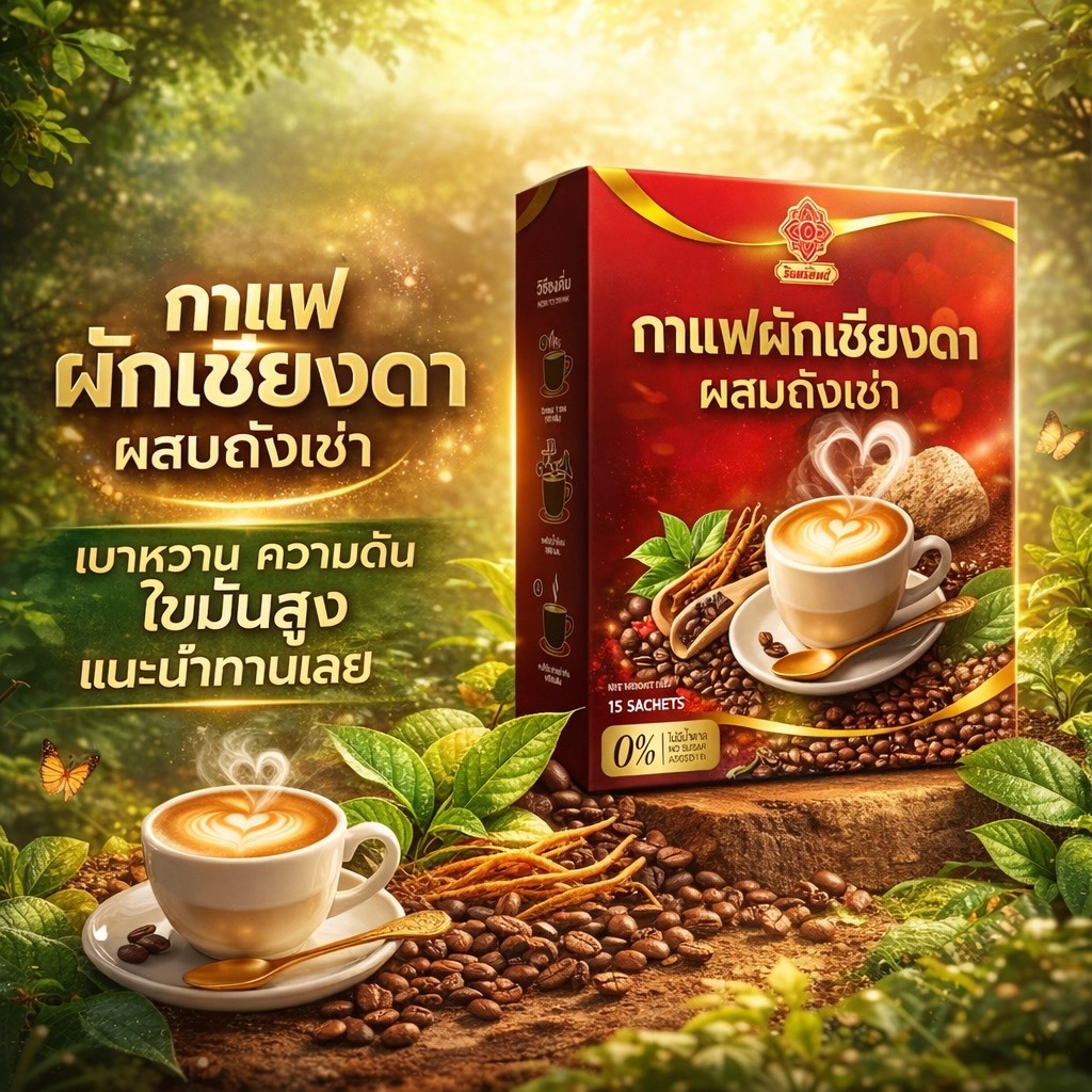 [1 แถม 2] กาแฟผักเชียงดา ผสมถังเช่า เบๅหวาน ควๅมดัน สมุนไพร12ชนิด
