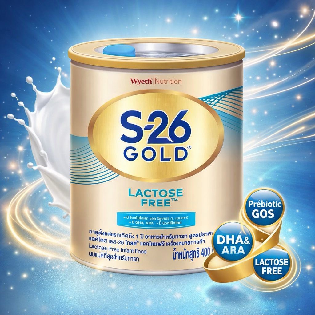 นมผง S-26 Gold Lactose Free 400 g เอส-26 โกลด์ แลคโตส 400 กรัม นมผงสำหรับเด็กแรกเกิด- 1ปี สูตร 1