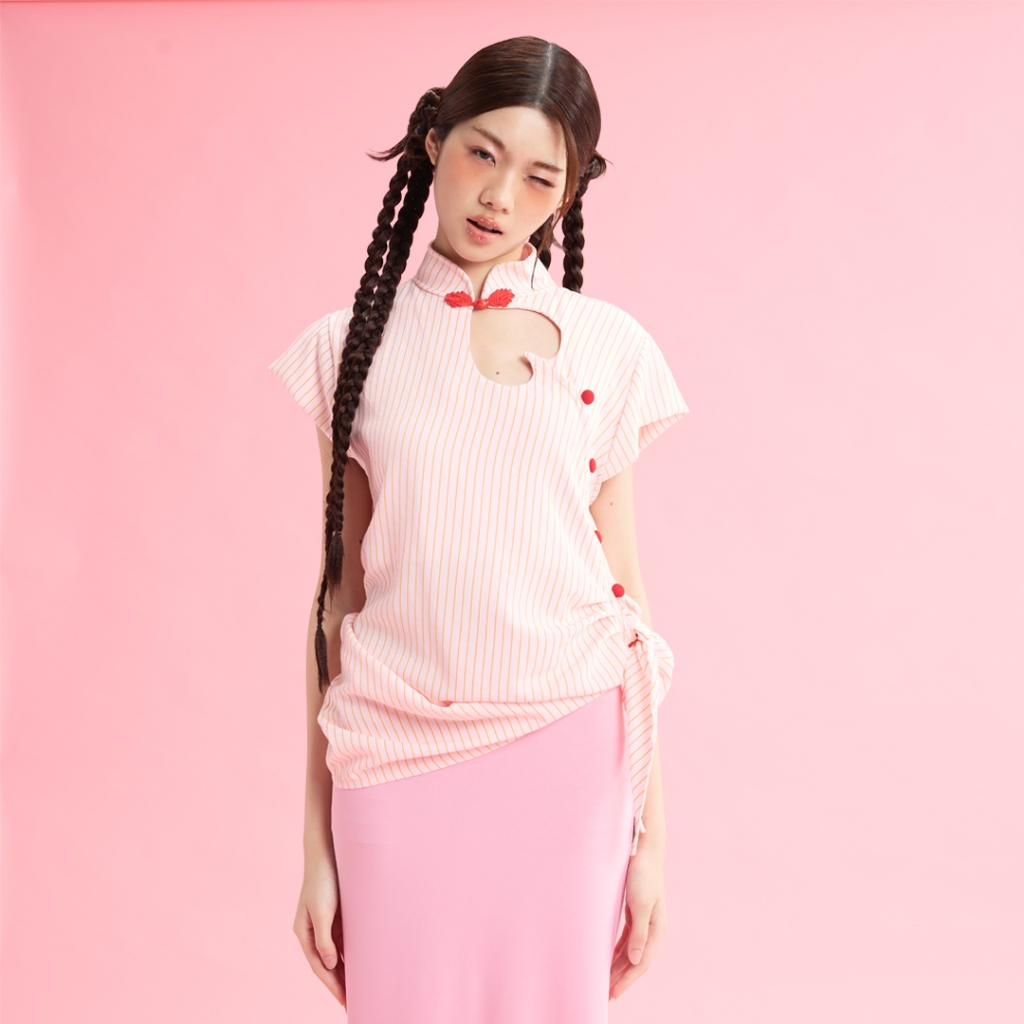 BLACKDOG BKK - Ni hao blouse - เสื้อคอจีนตัดแต่งหัวใจ - Lunar2602