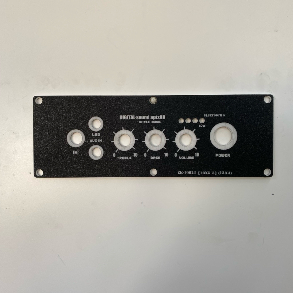 แผ่นเพลทลำโพง Bluetooth DIY รุ่น ZK-1002T 16×5.5cm สีดำ ผิวทราย