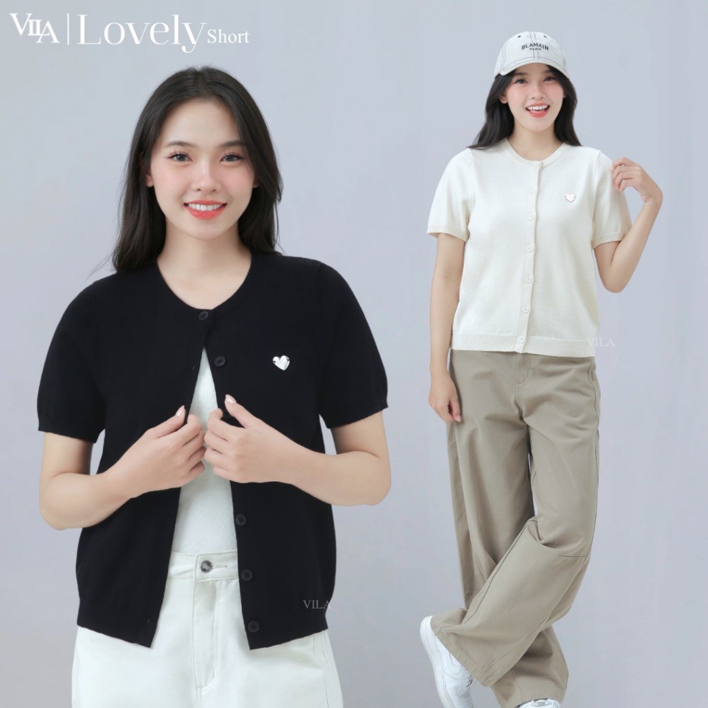 VILA | LOVELY SHORT VL123 เสื้อ Lovely แขนสั้น คอกลม โลโก้หัวใจ - รูปที่ 3
