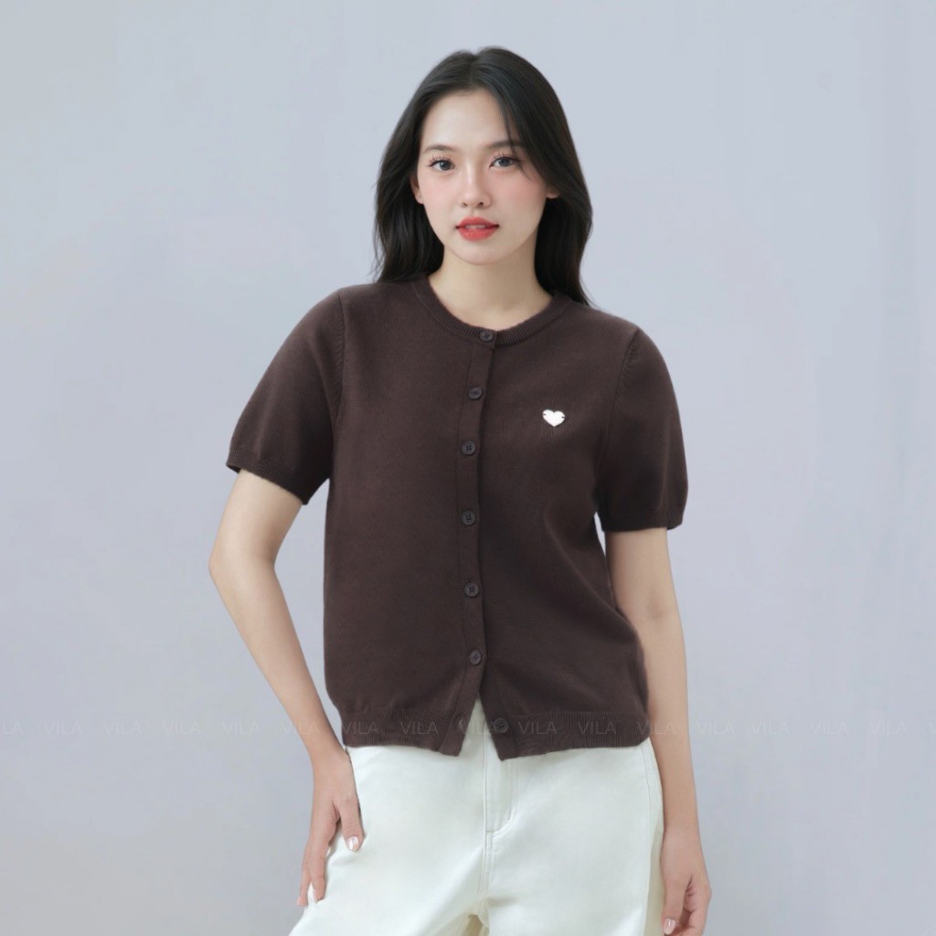 VILA | LOVELY SHORT VL123 เสื้อ Lovely แขนสั้น คอกลม โลโก้หัวใจ - รูปที่ 5