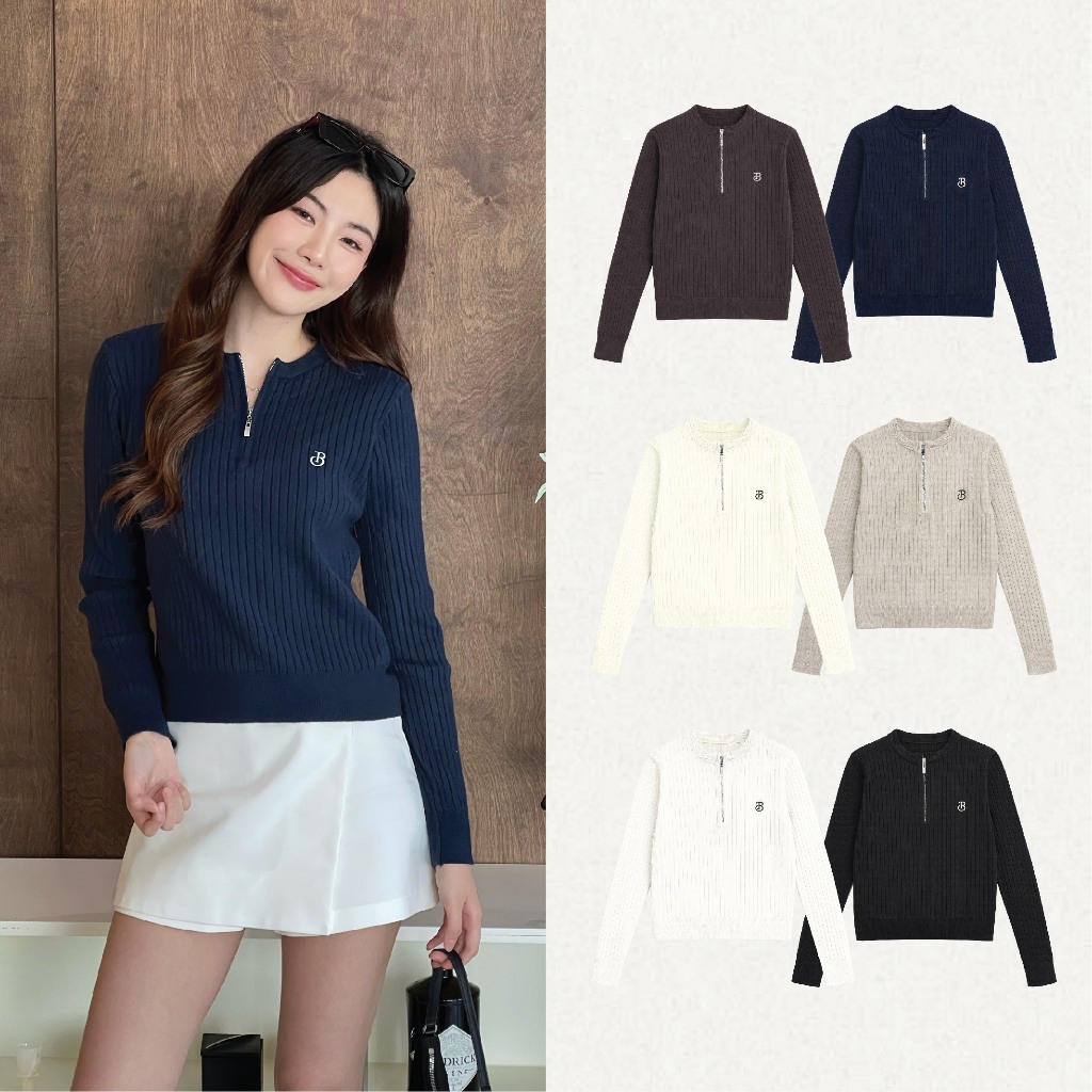 TOPBASIX - Bella knit top เสื้อไหมพรมร่อง แขนยาว