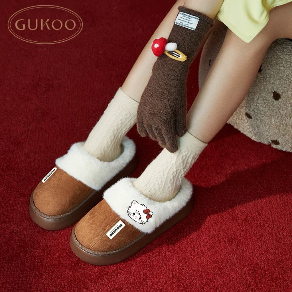 💓 ส่งฟรี ems 💓 Gukoo x hello kitty slipper ขนนุ่ม รองเท้าใส่ในบ้าน