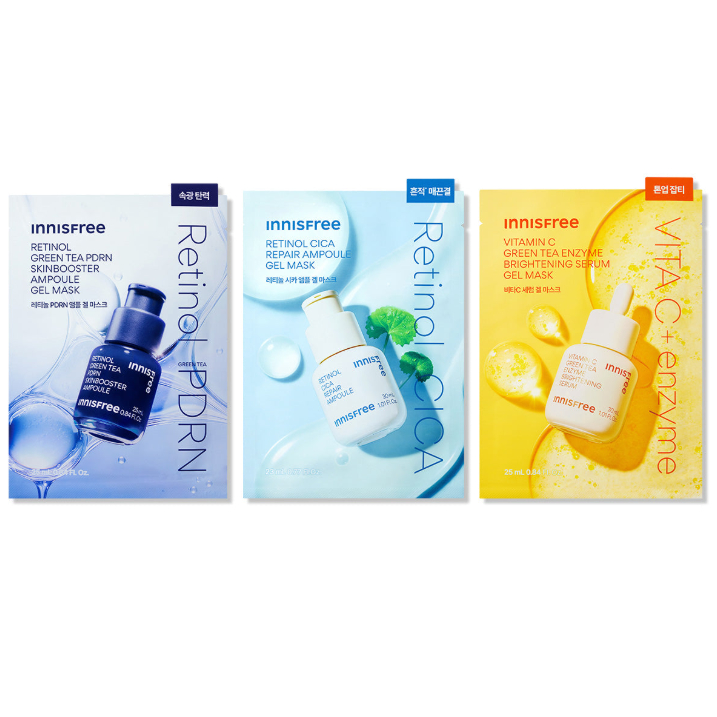 หมดอายุ 2027/2028 INNISFREE AMPOULE GEL MASK 25g Retinol PDRN/Retinol Cica/VitC Enzyme 1 แผ่น ราคา ถูกที่สุด ดีลบีเคเค แกลเลอรีภาพที่ 2