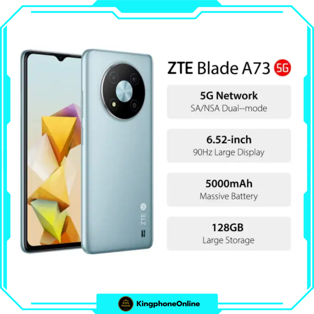 ZTE Blade A73 5G (4+128GB) | สีเทา | จอ 6.52" HD+ 90Hz | แบต 5000 mAh | เครื่องแท้ศูนย์ไทย