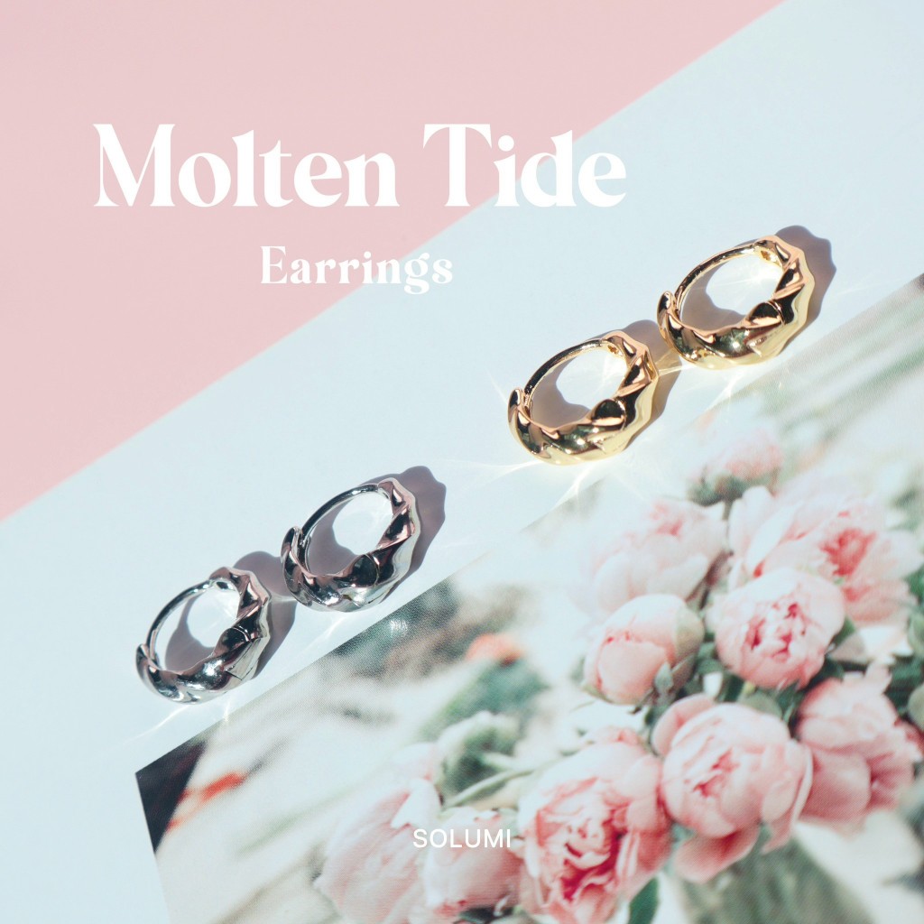 ต่างหูห่วงมินิมอล SOLUMI Molten Tide earrings แพ้ง่ายใส่ได้ Nickel free