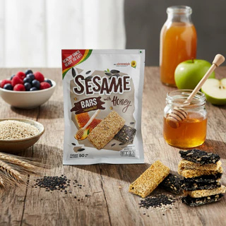 งาแผ่นผสมน้ำผึ้ง 50 กรัม (5 ซอง/แพ็ค) Sesame bar with Honey 50 g. (5 pieces/pack)