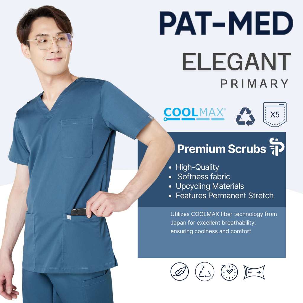 PAT-MED Scrubs Sets Top & Pants for Male รุ่น  Primary ชุดสครับแพทย์ พยาบาล (ไม่รวมปักชื่อ)