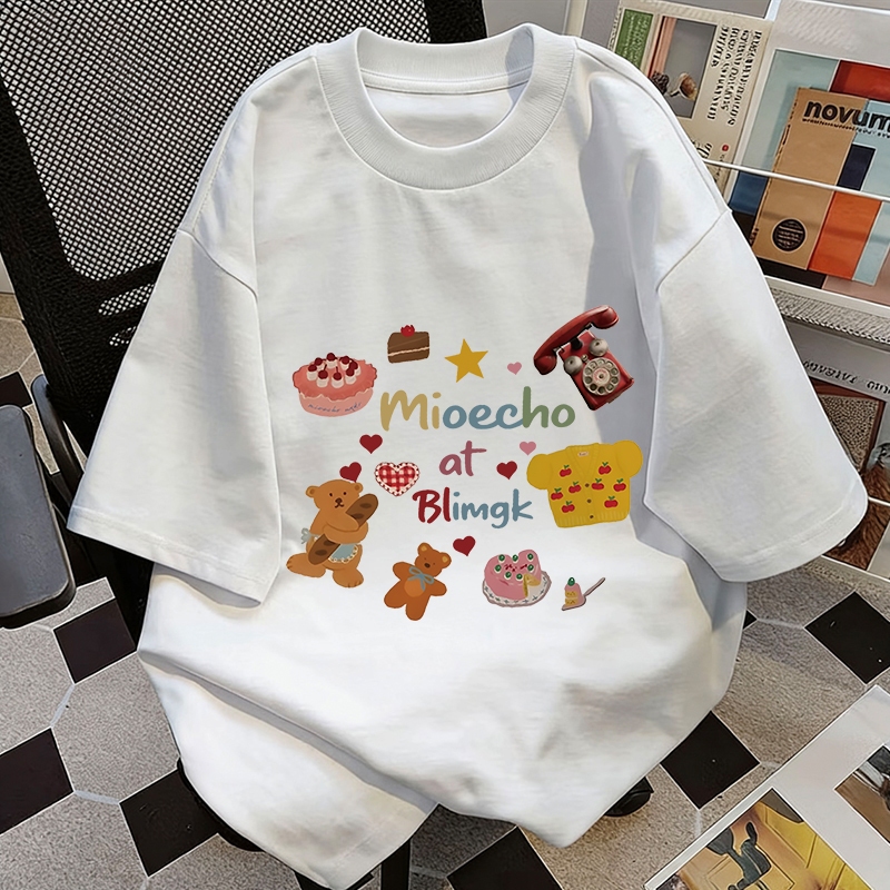 【จัดส่งภายใน 24 ชั่วโมงในกรุงเทพฯ】AD8853ส่งในไทยเสื้อยืดเนื้อผ้าคอตตอลแท้ ทรงสวยไม่ย้วย สีไม่ตกเนื้อผ้าดี ตัดเย็บดี