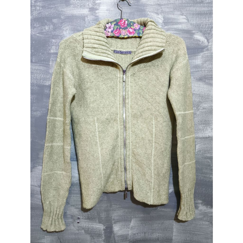 LIU JO Zip High Neck Green Sweater Size 42