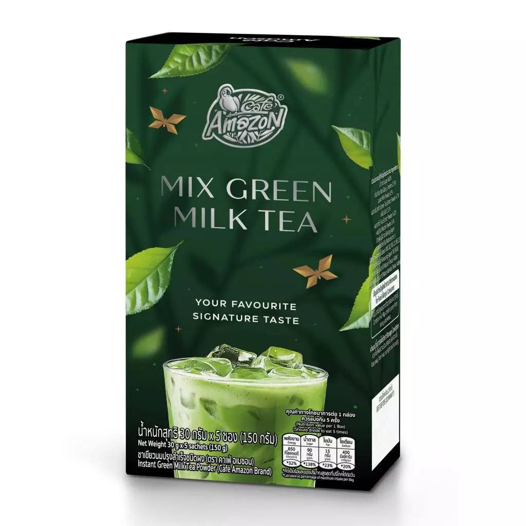 Café Amazon คาเฟ่ อเมซอน ชาเขียวนมปรุงสำเร็จชนิดผง 1 กล่อง บรรจุ 5 ซอง (30g./ซอง)