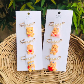 Nov2 เข็มกลัดสีคนท้อง 3 ชิ้น ขนาด 3.5 ซม. ติดแน่น ไม่เป็นรู brooch ติดเสื้อผ้า กระเป๋า ฮิญาบ ปรับเอวกางเกง