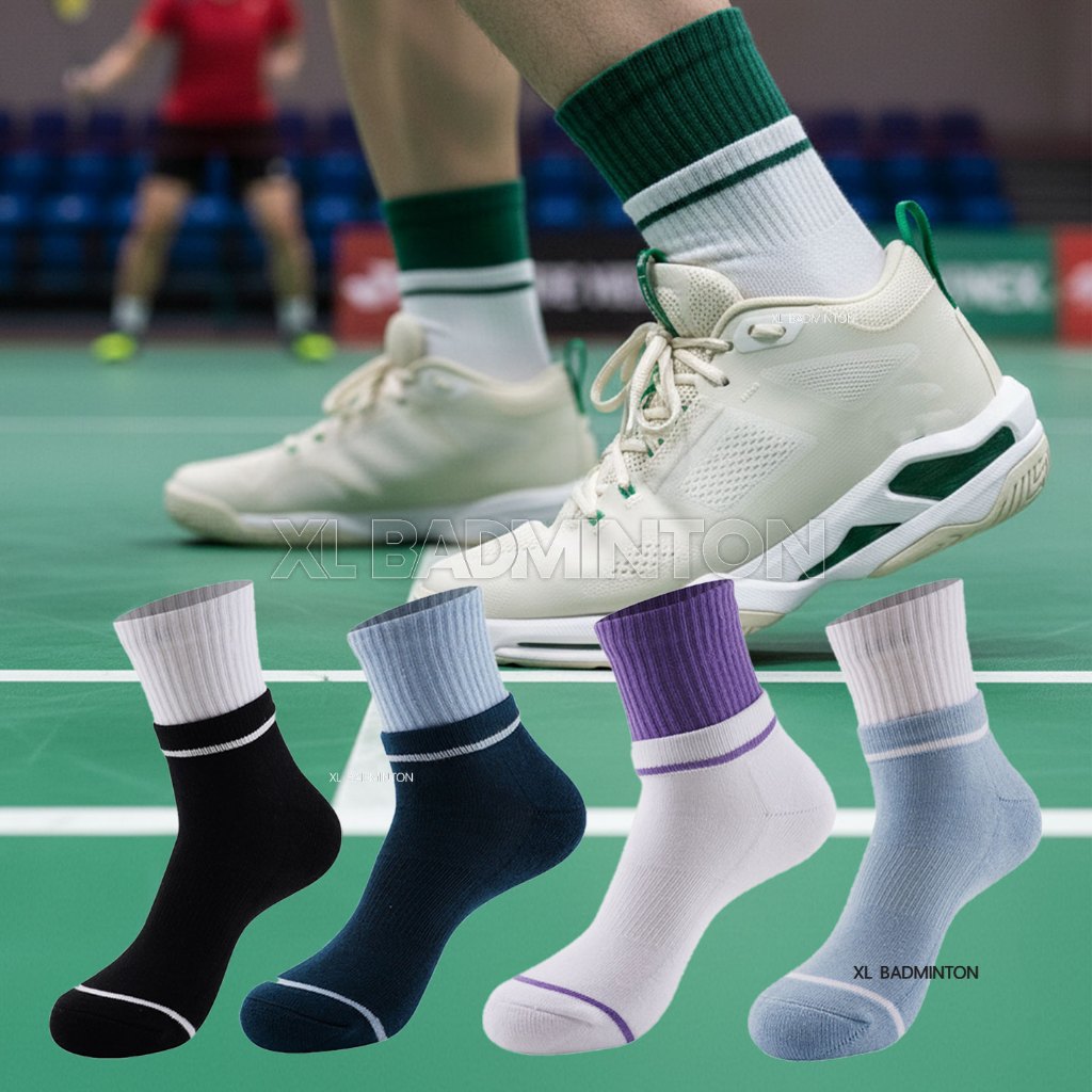 🔥ส่งจากไทย 🏸 ถุงเท้าแบดมินตัน ข้อกลางแบบหนานุ่ม ราคาประหยัด มีให้เลือก 5 สี