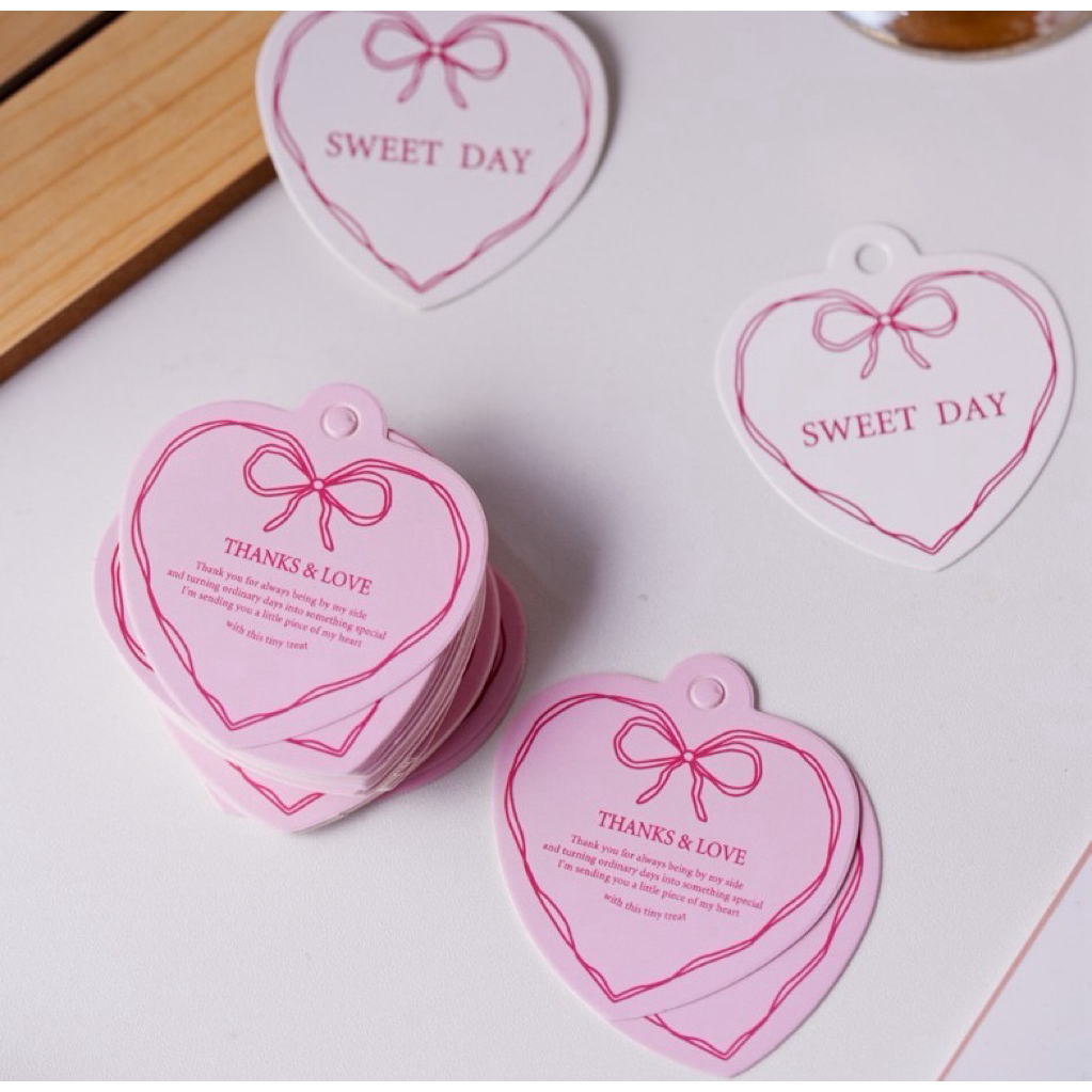 💕พร้อมส่งจากไทย ป้ายTag สินค้า รูปหัวใจ ตกแต่งขนม ของขวัญ  (แพ็ค6ชิ้น) สำหรับใช้หมดครั้งเดียว - รูปที่ 2