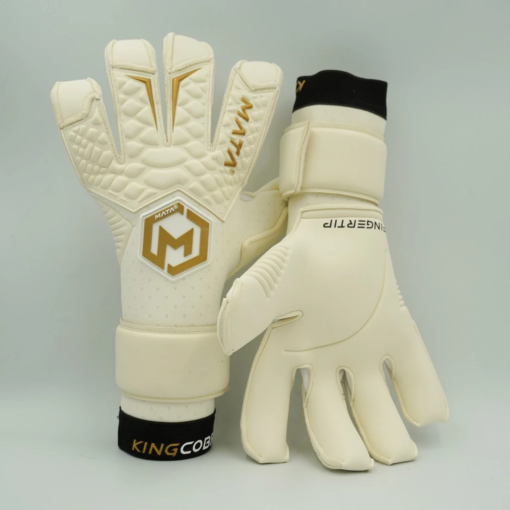 ถุงมือผู้รักษาประตู MATASPORT รุ่นท็อป King Cobra สีขาว-โฟมคอนแท็คสีขาว