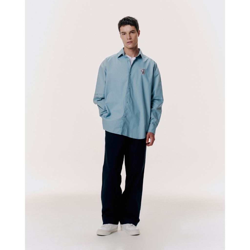 POPLIN LOOSE SHIRT WITH LOGO EMBROIDERED