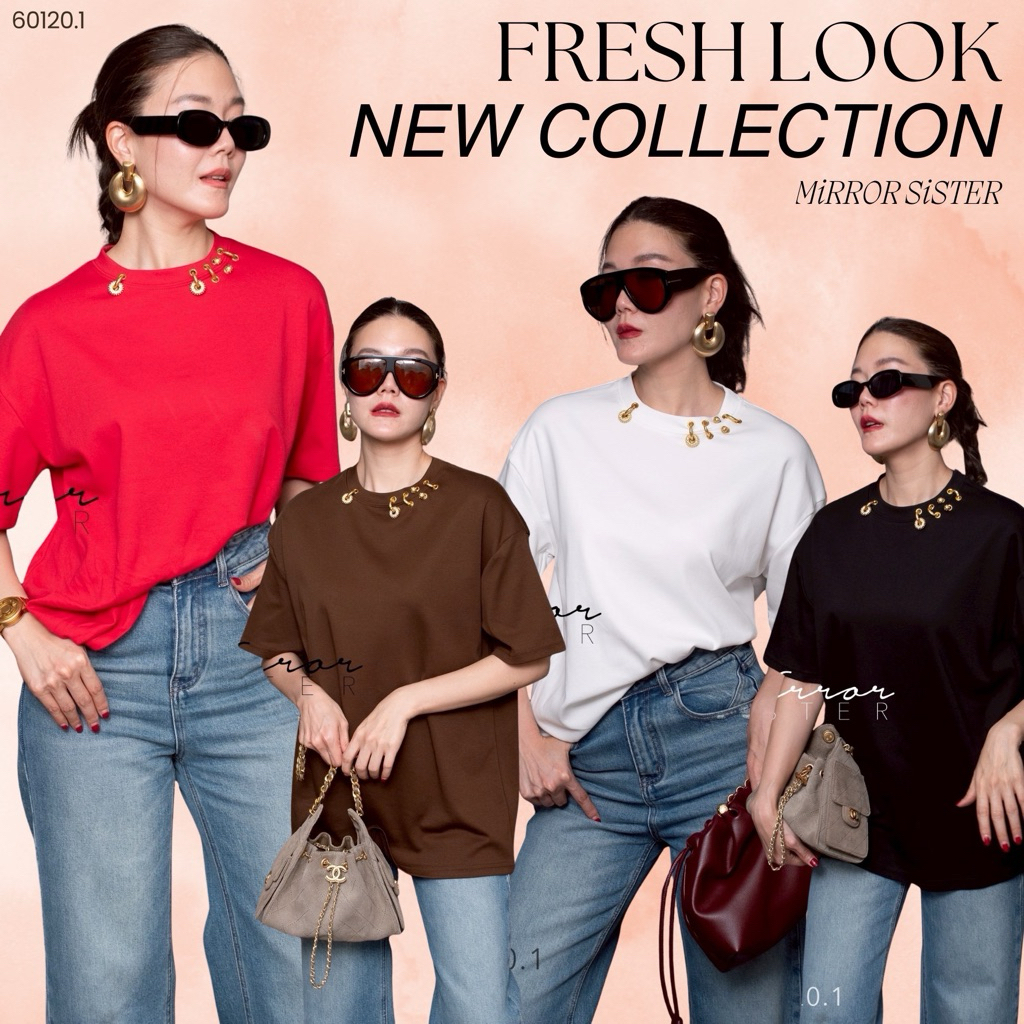 MirrorsisteR 60120.1 เสื้อยืดแขนสั้นทรง Oversize เนื้อผ้าพรีเมียม