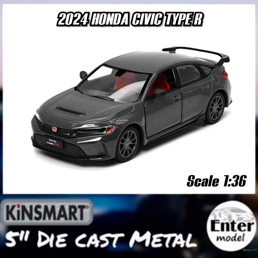 KINSMART 2024 Honda Civic Type R โมเดลรถ ลิขสิทธิ์แท้ สำหรับสะสม เหล็กอัลลอย ยาว 12.5cm Scale1/36