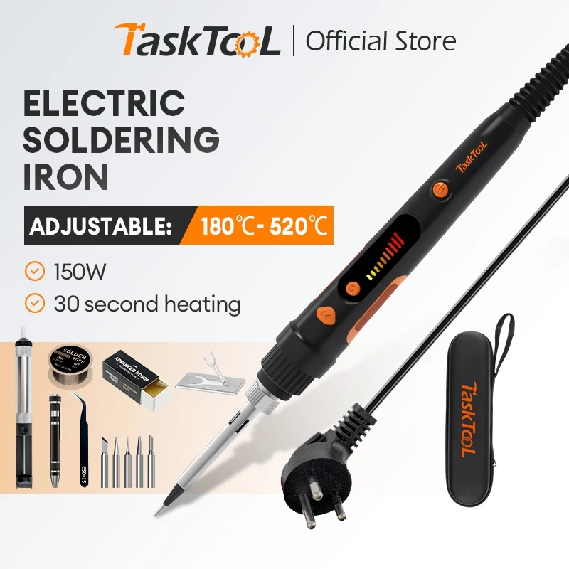 TASKTOOL ชุดหัวแร้ง 150W 18 ชิ้น พร้อมจอแสดงผลดิจิตอล LED ปรับอุณหภูมิได้ 180℃-520℃