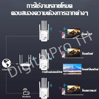 สัญญาณอ่อนที่ไหน ก็เสียบปลั๊กตรงนั้น Wifi Repeater 6เสาอากาศขยาย ขจัดจุดบอดของเครือข่าย 1200Mbps ตัวขยายสัญญาณ