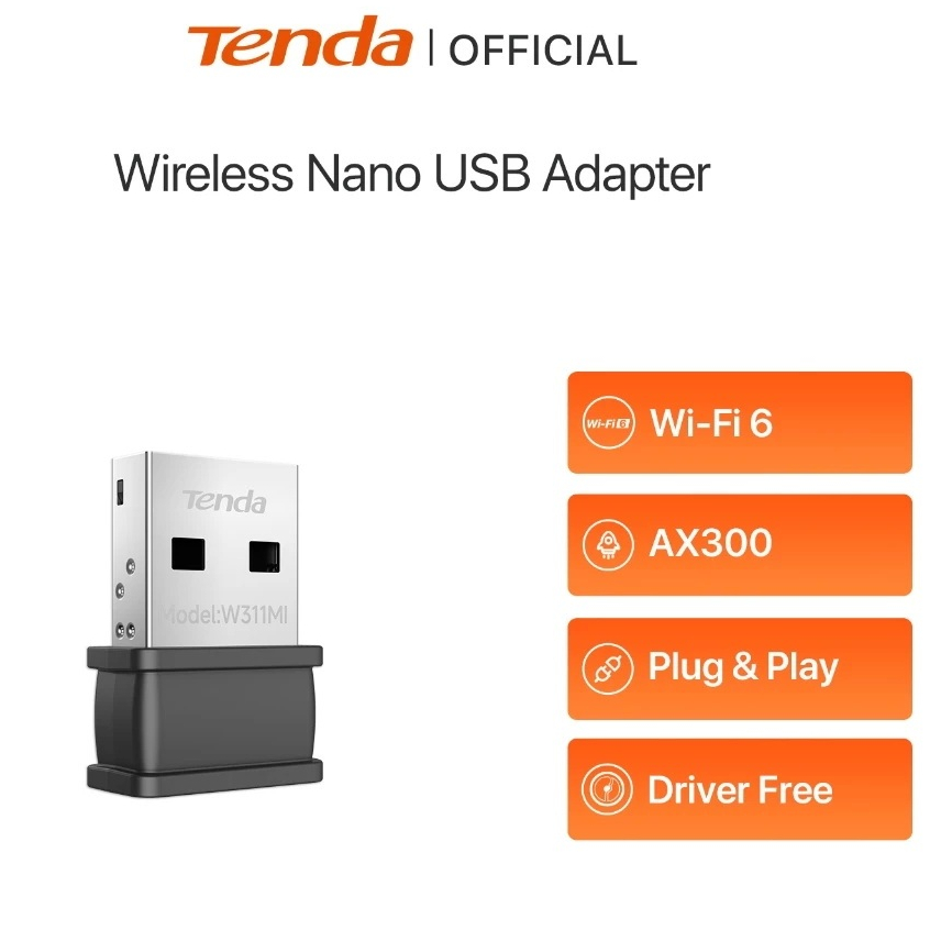 TENDA รุ่น W311MI AX300 Wi-Fi 6 Wireless Nano USB Adapter รับสัญญาณ Wi-fi Card USB