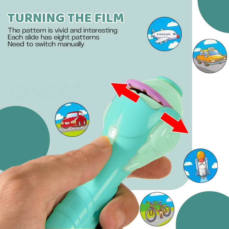 ของเล่นฉายภาพ ไฟฉายโปรเจคเตอร์ ไฟฉายฉายลายสัตว์ ไฟฉายการ์ตูน Projection flashlight toy สนุกกับการฉายการ์ตูนก่อนนอน - รูปที่ 4