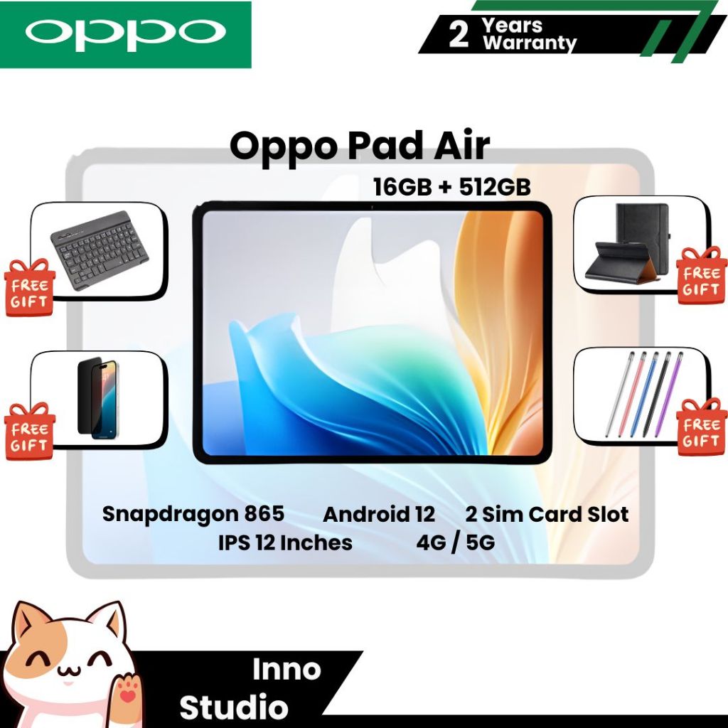 💥 แท็บเล็ต Pad Air 12 นิ้ว ใส่ซิมได้ 5G 💥 Android 12 | 16GB + 512GB | Dual SIM | WiFi